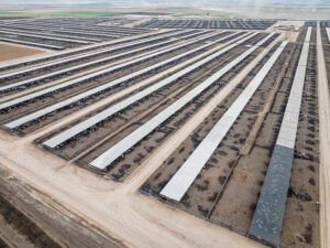 Thousands Of Cattle Occupy Barren Dirt Enclosures At A Sprawling Feedlot. This Facility Holds Up To 115,000 Cattle. The Visible Cattle Appear To Be Primarily Dairy Breeds. Mcelhaney Feedyard, Wellton, Arizona, Usa, 2023. Ram Daya / We Animals Media